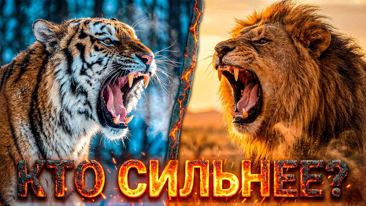 МЯСОРУБКА ГИГАНТОВ: Амурский тигр против Африканского льва!