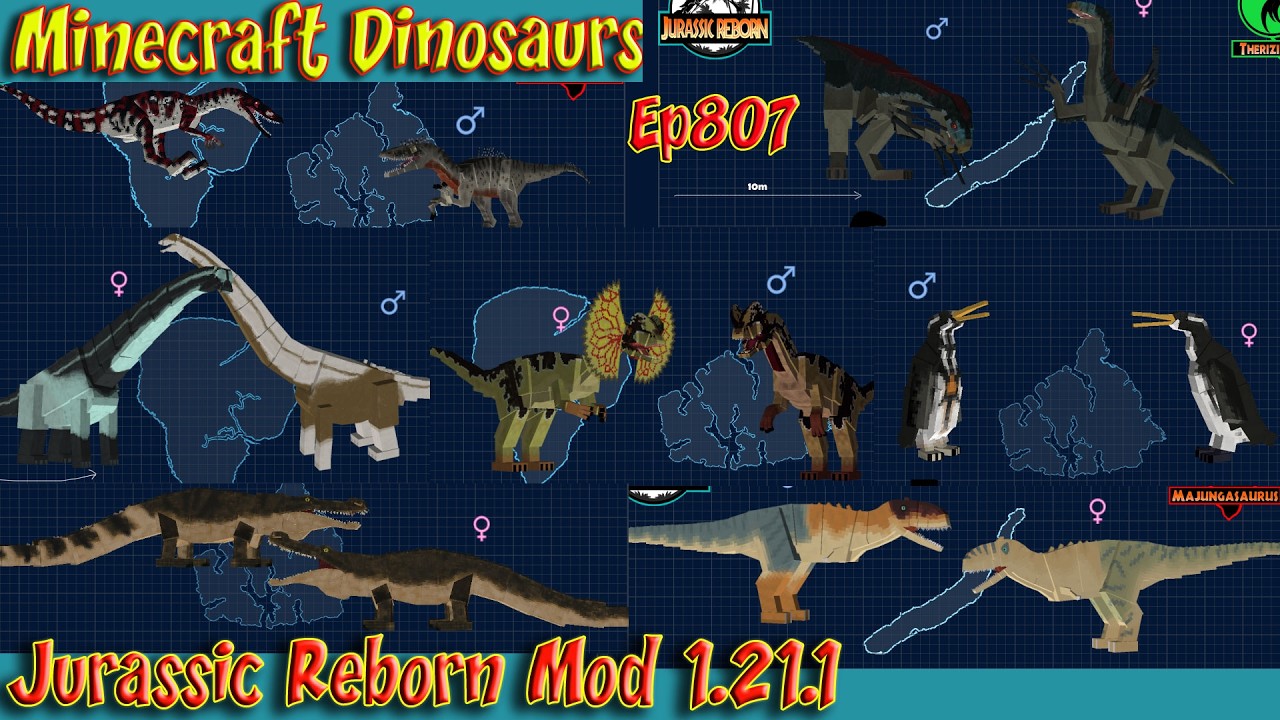 Jurassic World Reborn Mod Showcase JAVA 1.21.1 Update Minecraft Dinosaurs Ep807