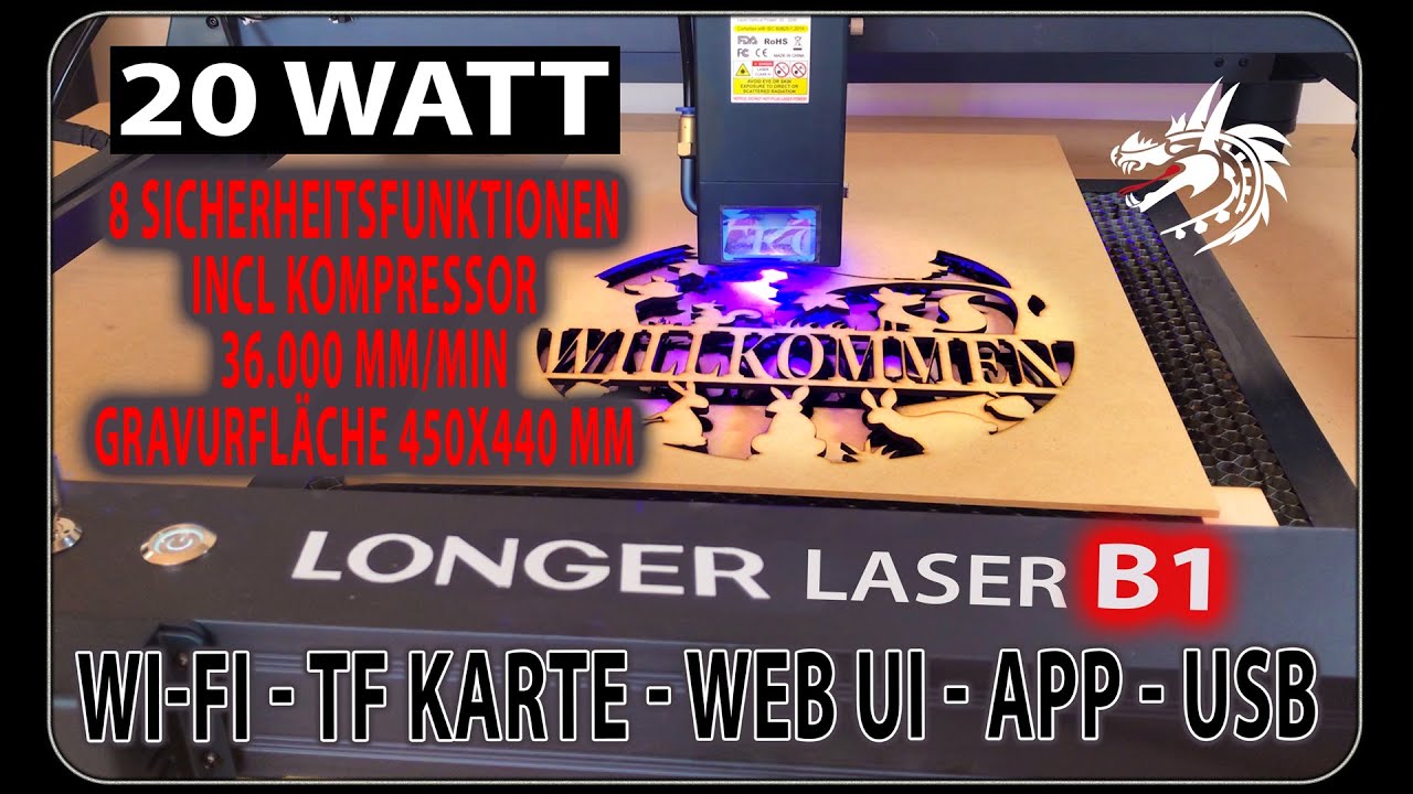 Longer Laser B1 20W  – Leistungsstarker und preiswerter 20W Lasergravierer