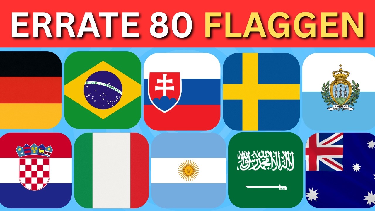 80 Flaggen Quiz - Nur Experten schaffen mehr als 50 Flaggen!
