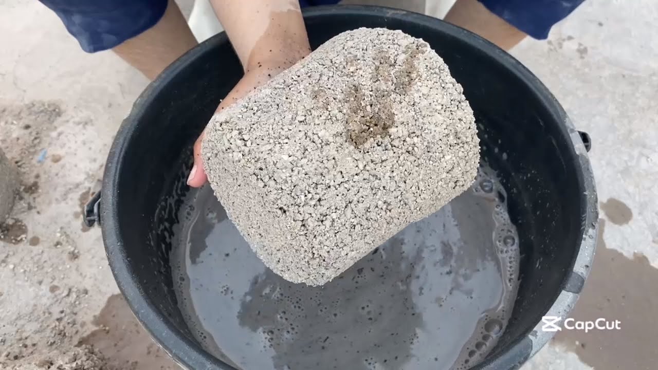 New white stone cement water crumbling in bucket 🪣 RS ASMR 😍