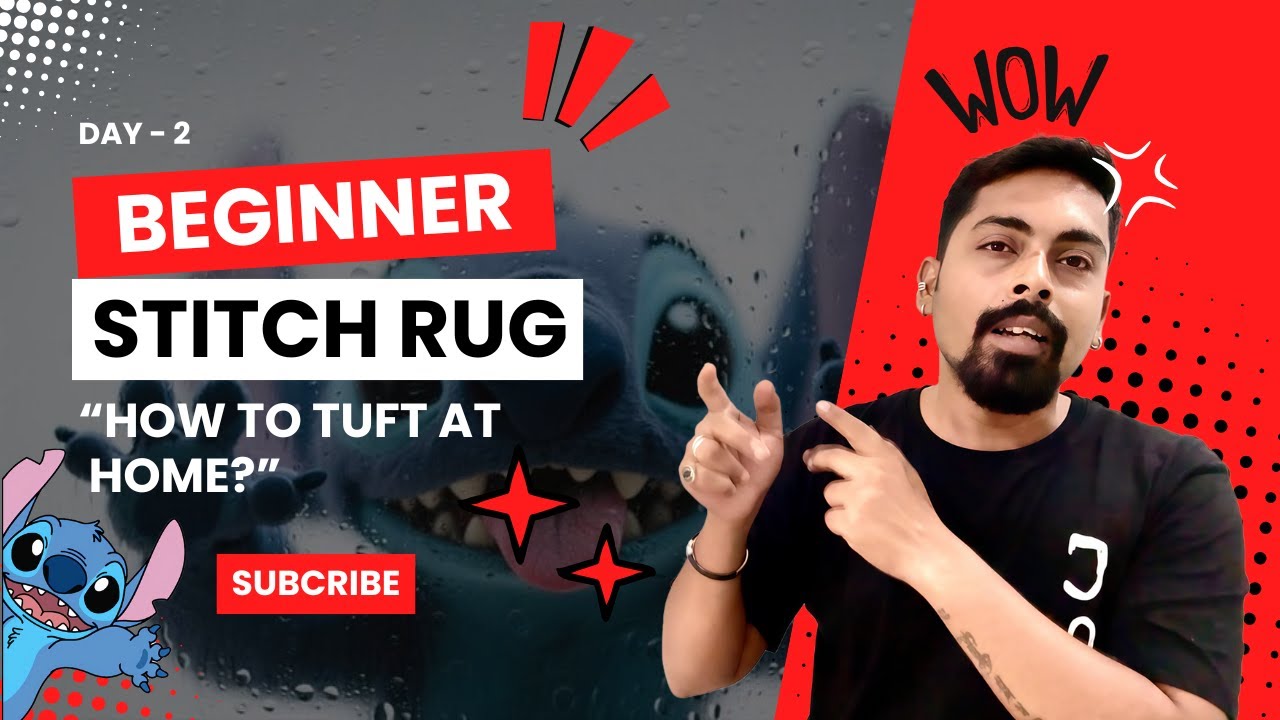 I Started Tufting a STITCH Rug at Home 😱 | Day 2 Beginner Tufting