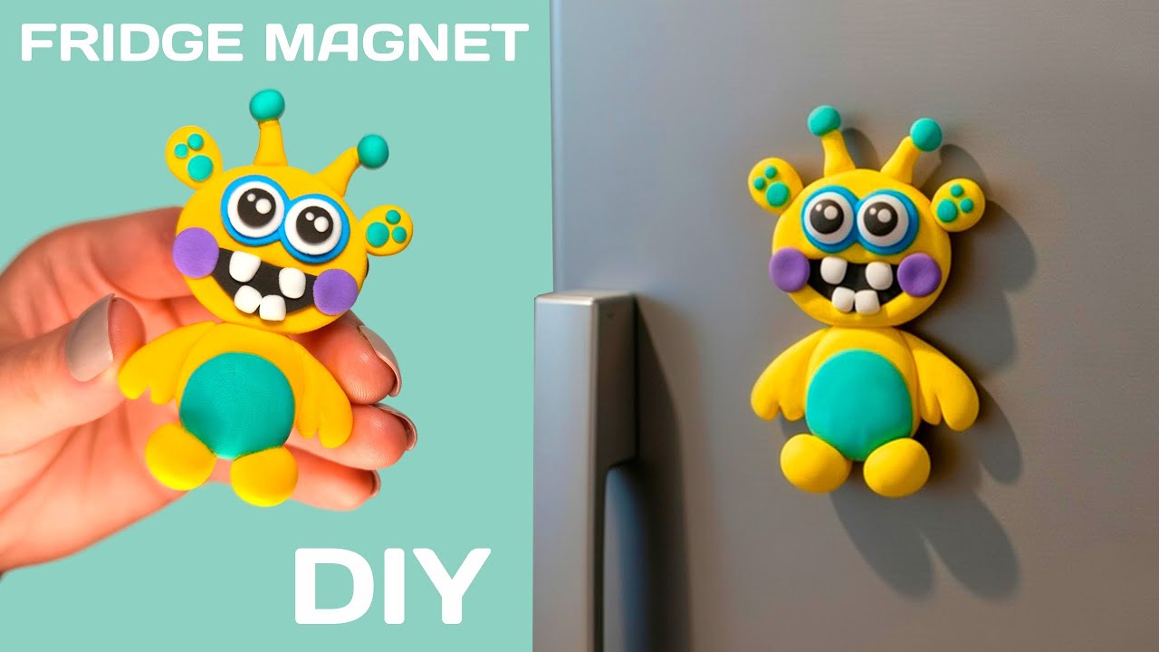 DIY | Air Dry Clay Cute Monster 👾👾 | How To Make a Fridge Magnet | Tutorial Handmade 👾