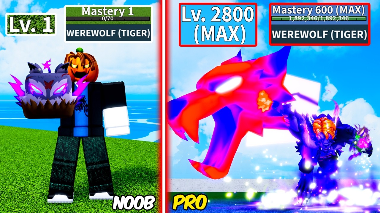 Level 1 to Max Level as Noob Bacon Using Fully WereWolf Power and Halloween Items | Full Human V4