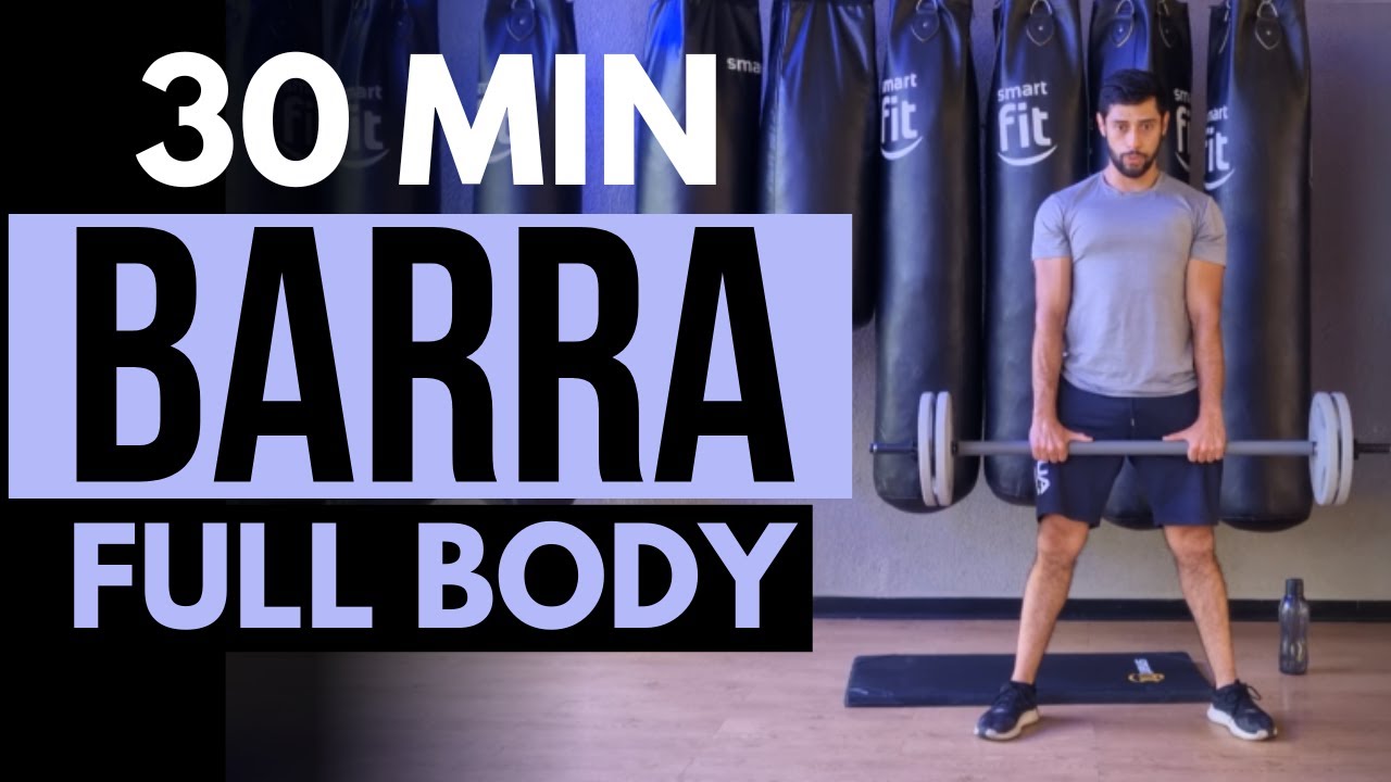 la mejor Rutina FULL BODY con barra 🔥 ejercicios con BARRA DE PESAS en casa cuerpo completo