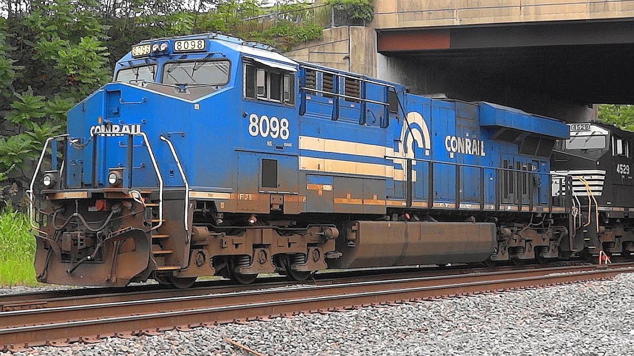 Conrail Heritage Unit Leads Norfolk Southern Freight Train