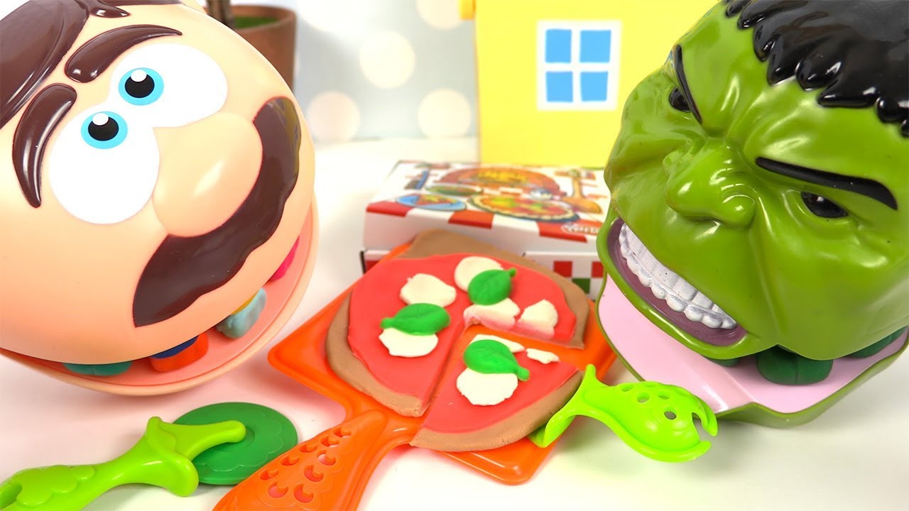 Play Doh Dentiste Oscar Mange Pizza avec Hulk  Pâte à Modeler