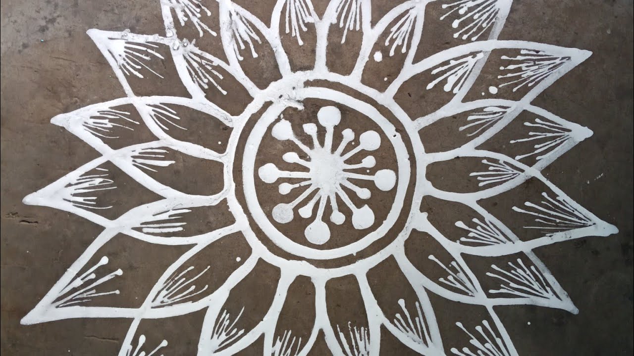 Beautiful Aalpona Design Step by Step | Easy Bengali Rangoli for Puja | Amazing White Aalpona Art | 