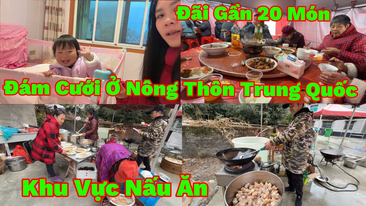 256🇨🇳🇻🇳Dâu Việt Đi Ăn Cưới Ở Nông Thôn Trung Quốc, Đãi Gần 20 Món , Quy Trình Nấu Ăn Tiệc Cưới Ở TQ 