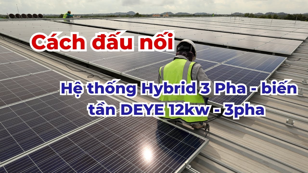 Hướng dẫn đấu nối hệ thống điện năng lượng mặt trời Hybrid 3 Pha - sử dụng biến tần DEYE 12kw - 3pha