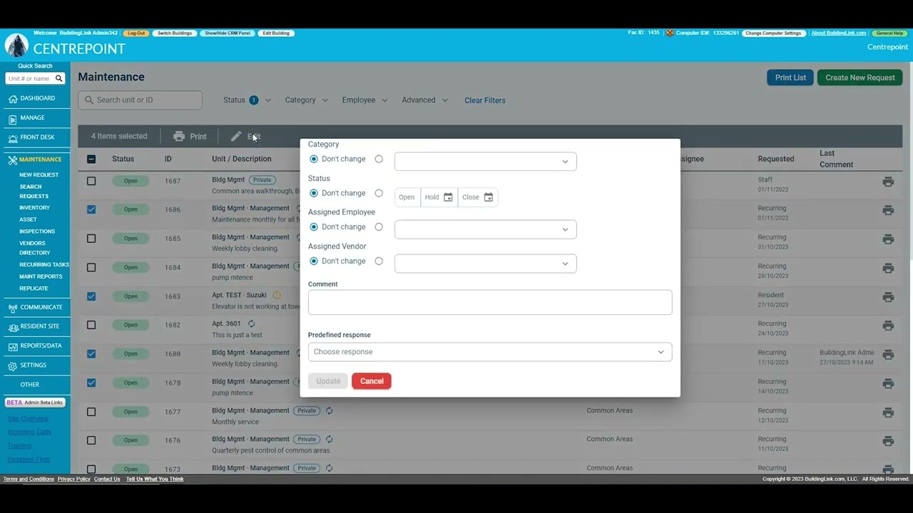 【Tutorial】Management Site - Maintenance Bulk Updates | BuildingLink Asia Pacific
