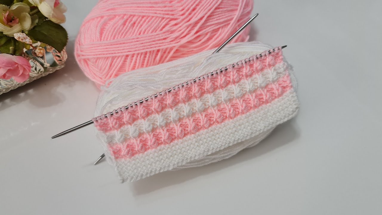 İki renkli çocuk yelek hırka bere örgü modeli / two color knitting pattern