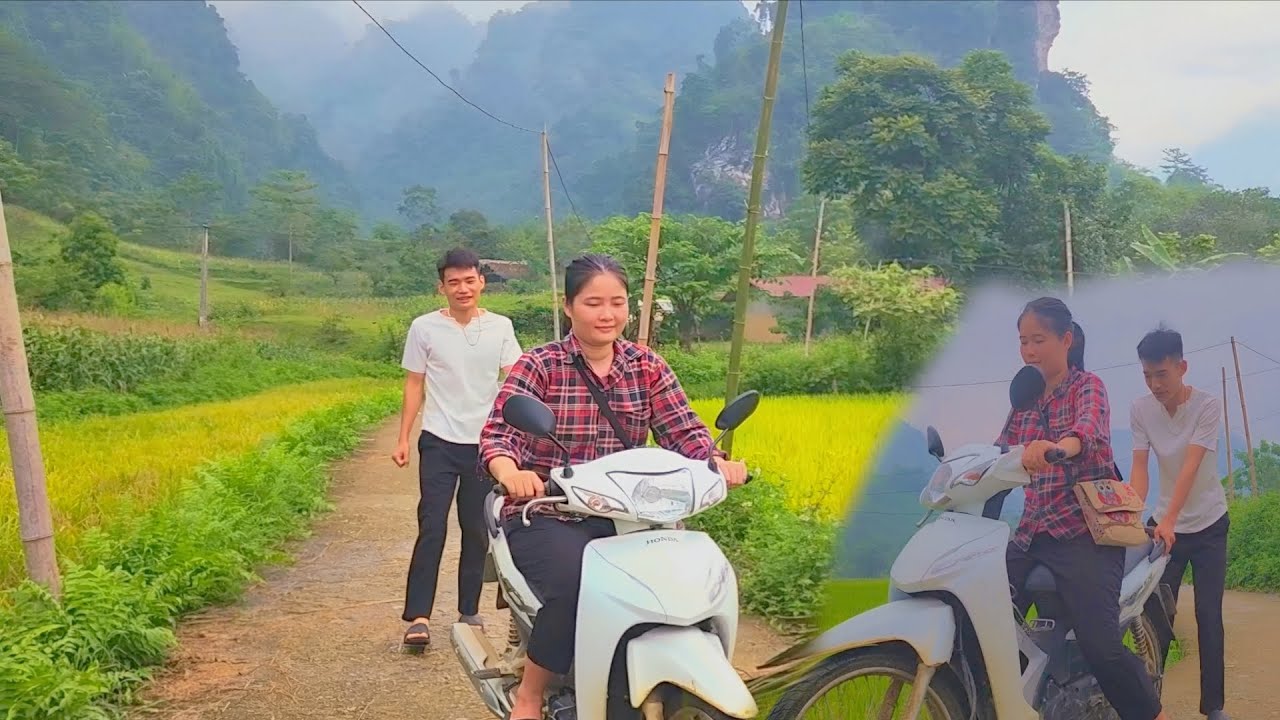 Police officer Thuan taught Dung to ride a motorbike.