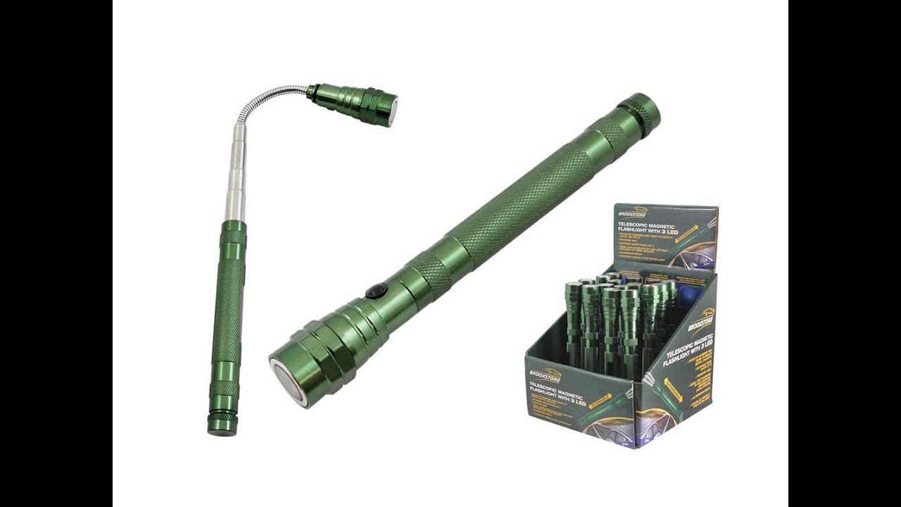 LED flexi torch light with telescopic handle and magnetic pick up head, by Brookstone