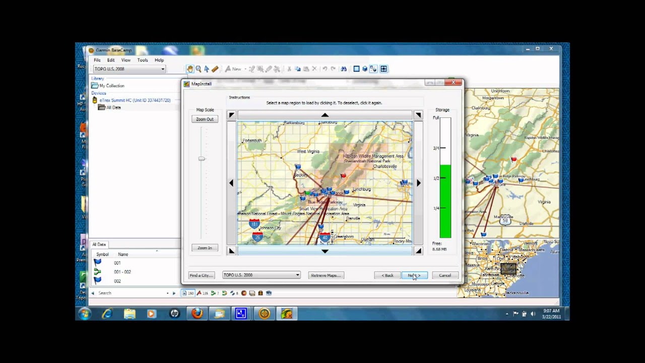 Transferring maps and data to Garmin GPS units