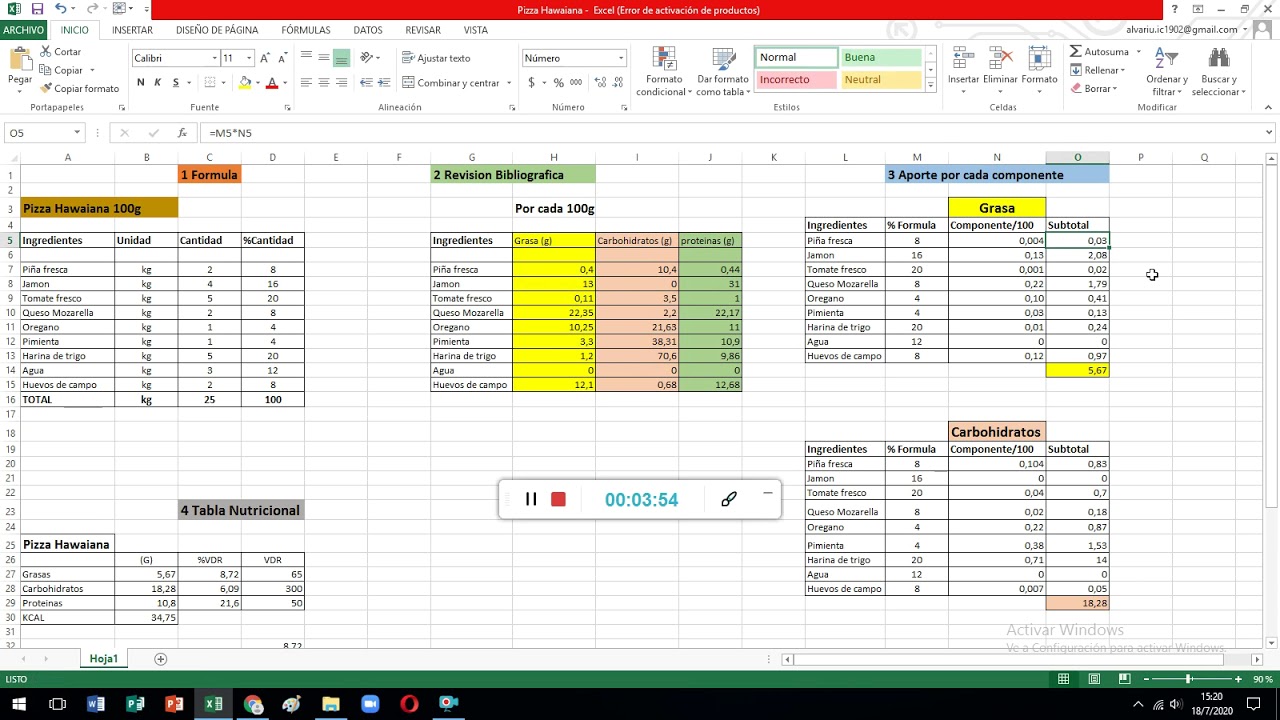 Como Hacer una Tabla de Nutrición.