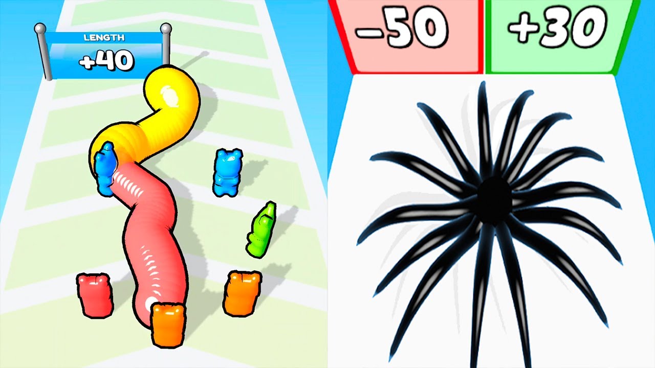 Gummy Worm Go! VS Alien Escape - All Levels SpeedRun Gameplay Android iOS Ep1