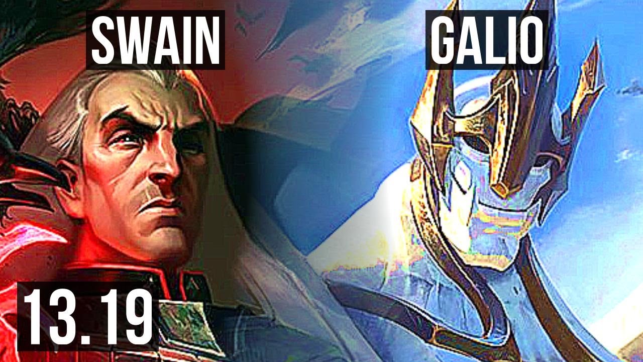SWAIN vs GALIO (MID) | 6/0/6, 1.0M mastery, 400+ games, Dominating | KR Master | 13.19