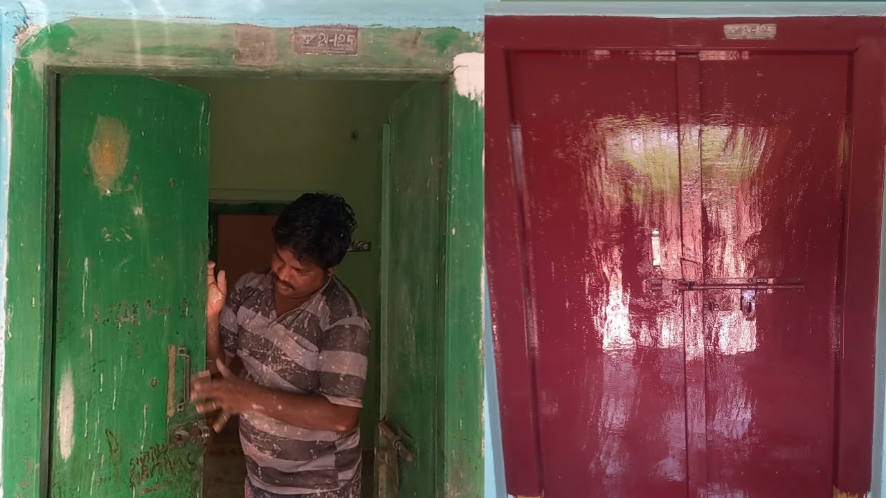 enamel painting process in old doors/front door painting process/how to enamel paint in old doors