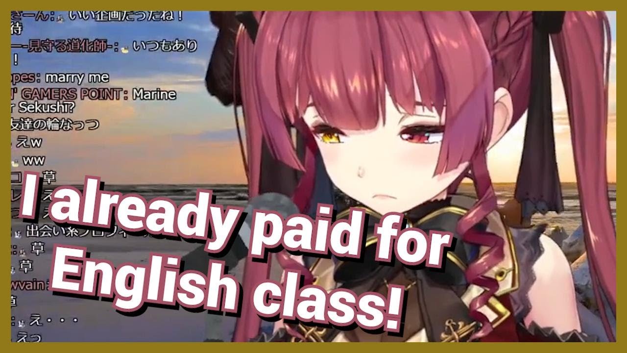 Hololive Marine discusses learning English, practices with chat, gets rickrolled