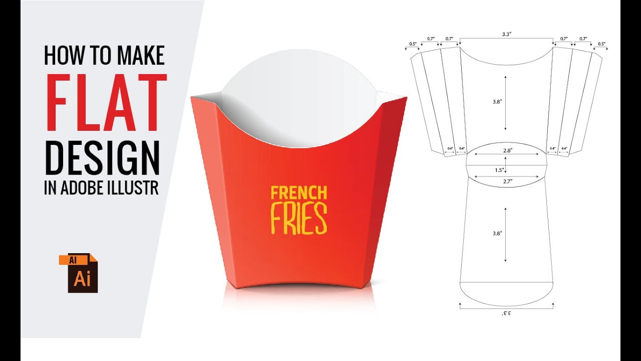 French fry box design in Adobe illustrator Tutorial | Box Design | Packaging Design #DesignVision