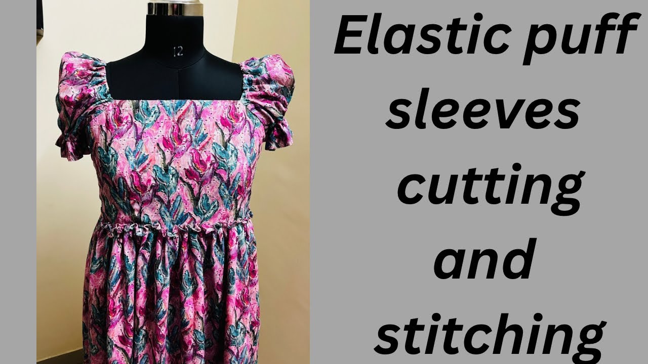 Shoulderless elastic puff sleeves cutting and stitching