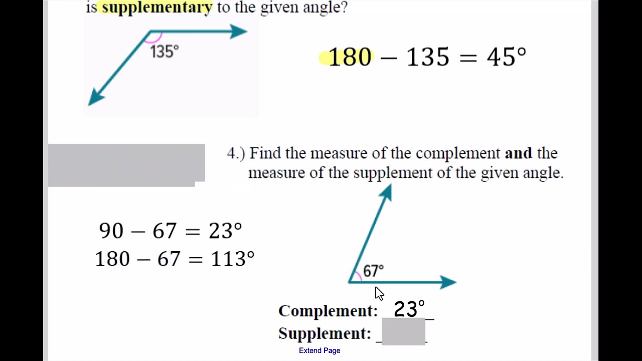 Complementary and Supplementary Angles