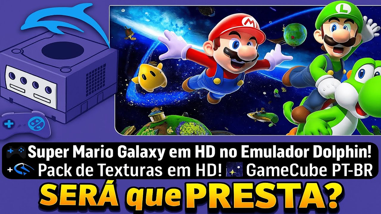 🎮 Super Mario Galaxy em HD no Emulador Dolphin! + Pack de Texturas em HD! 🌌 GameCube PT BR 🚀 Será