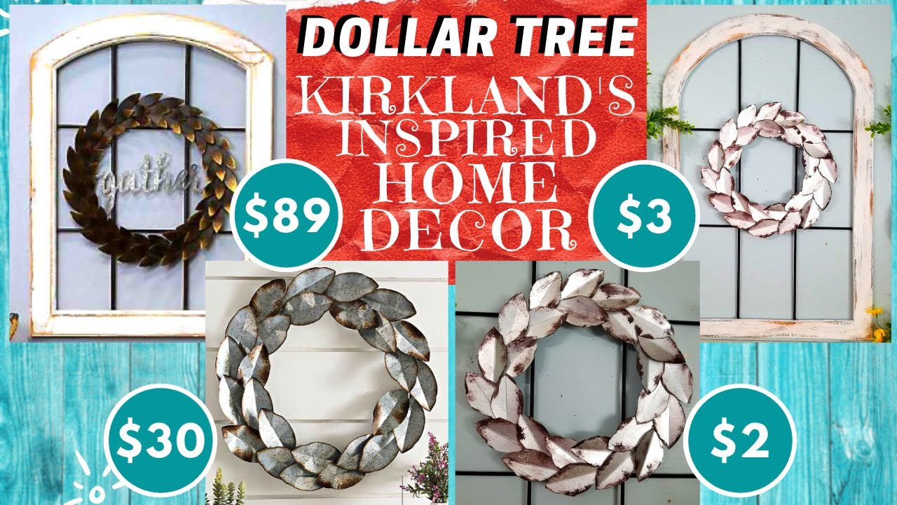 DIY DOLLAR TREE Arched Window Frame & Faux Galvanized Metal Wreath | KIRKLAND'S INSPIRED HOME DECOR
