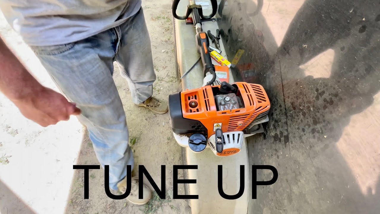 Stihl FS 91R Tune Up. How to change Stihl Fs 91r fuel filter, air filter and spark plug.