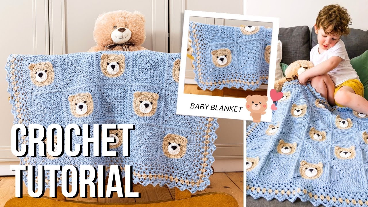 Вязаное крючком детское одеяло Cute Bear (Часть 1, легко, пошаговое руководство!)