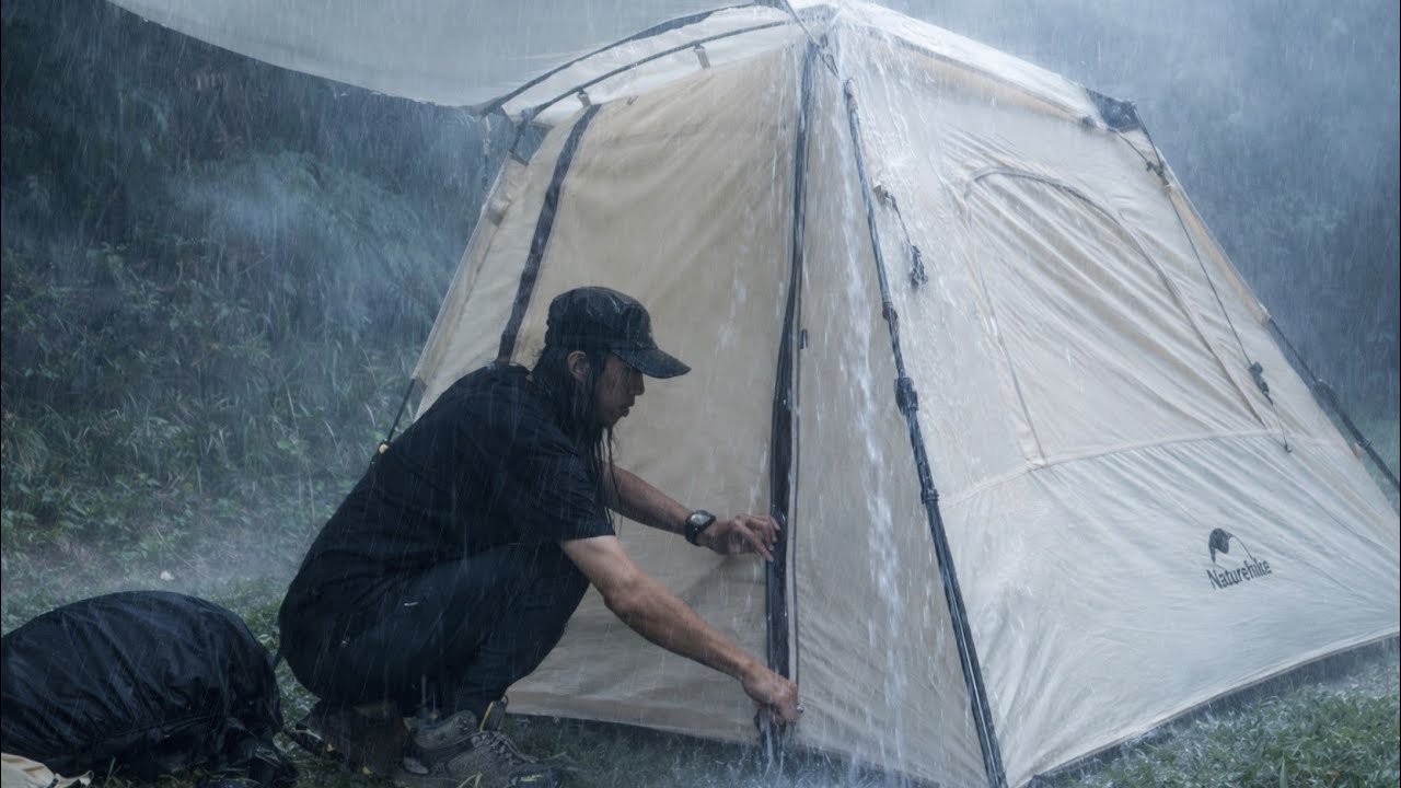 CRAZIEST STORM I EVER MET ‼️ Camping in Torrential Rain, Windstorm and Thunderstorms