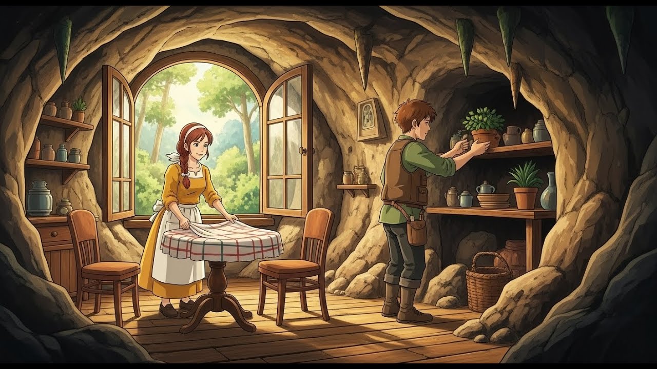 Cozy Cave Home in the Rain 🌿 | Ghibli-Inspired Forest Life
