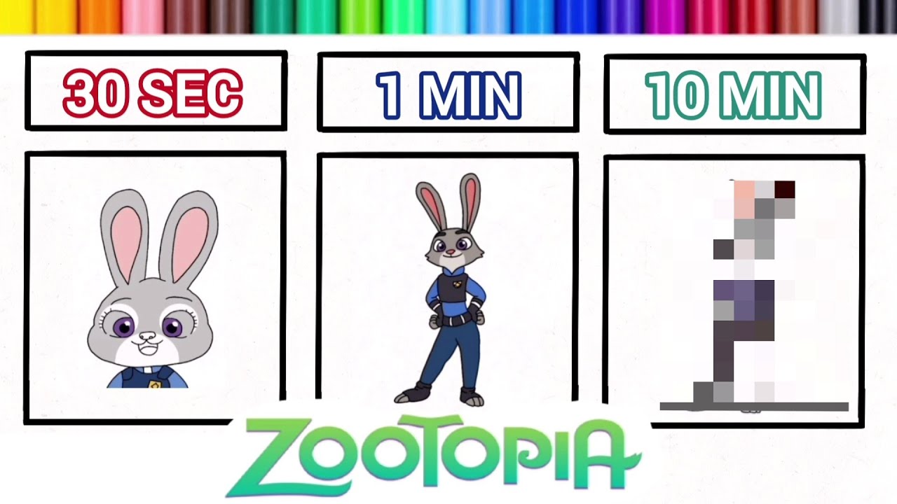 Drawing Judy Hopps in 30 sec. 1 min.  10 min.
