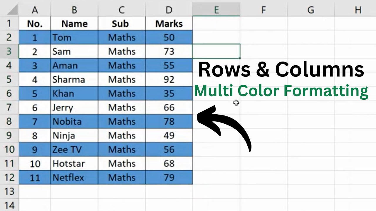 Alternate colors of rows & columns in excel in hindi | Multi Color formatting in excel