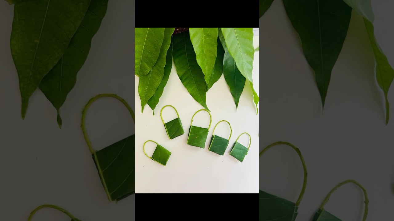 Mango 🥭 🍃leaf bag || Mango leaf craft || #shorts #youtubeshorts #shortvideo #viralshort #diy