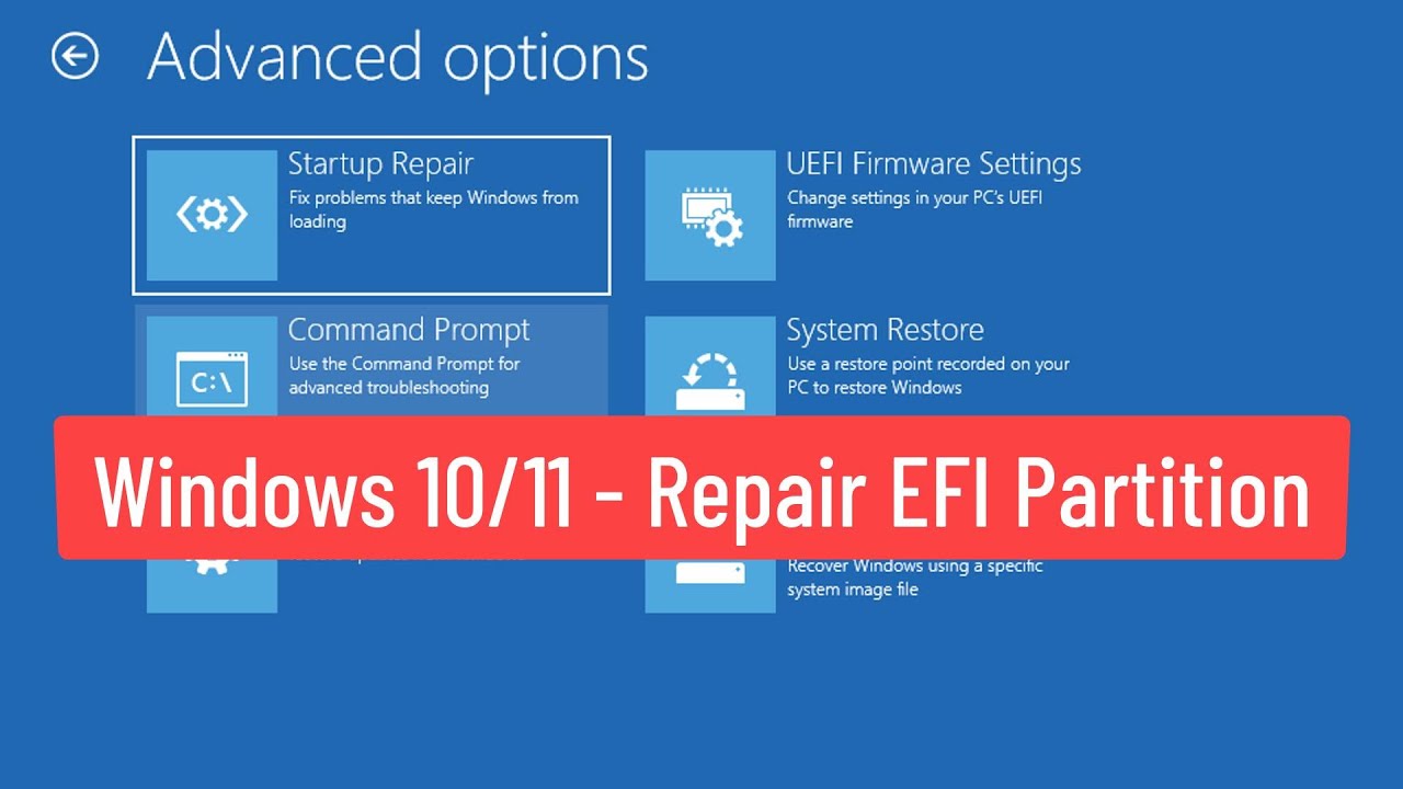 Windows 10/11 — восстановление раздела EFI