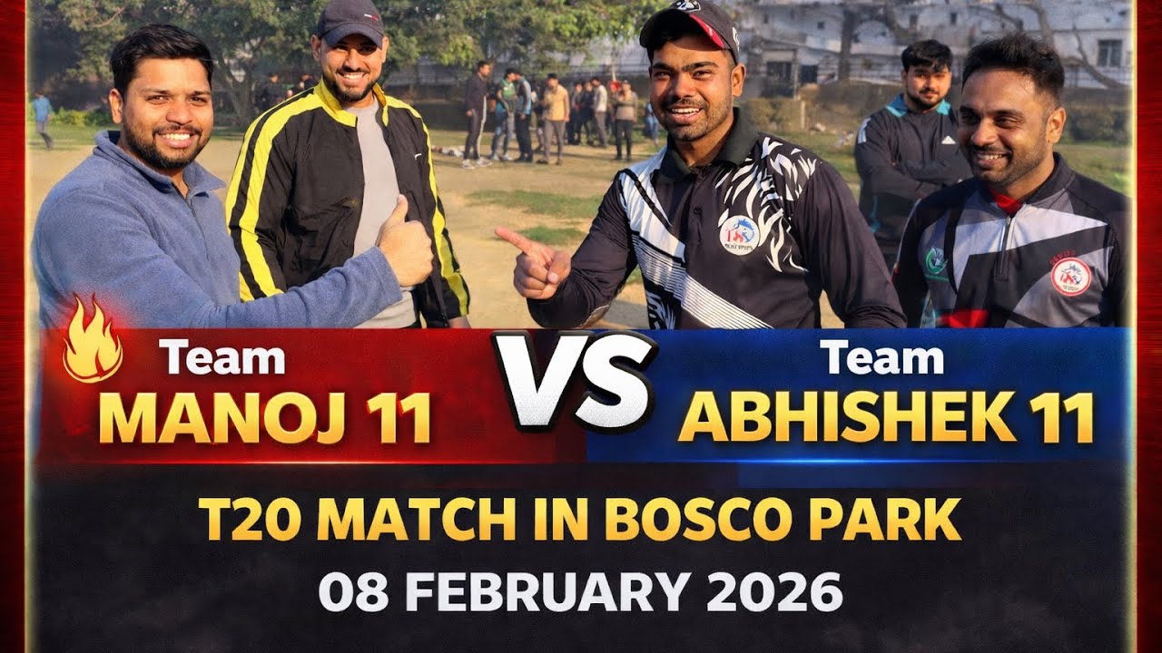 Team Manoj 11 vs Team Abhishek 11 T20 match in Bosco Park on 08 February 2026
