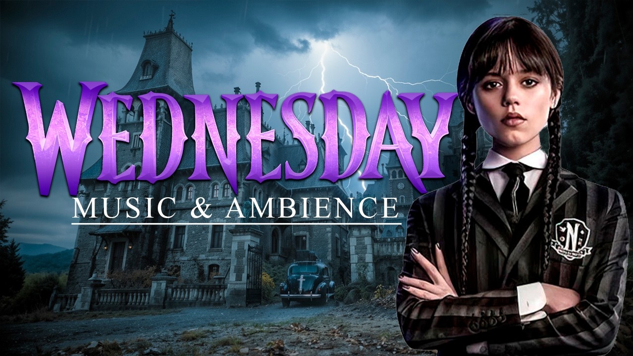 Wednesday 🖤 Nevermore Academy | Rain Ambience & Soft Spooky Music 🦇