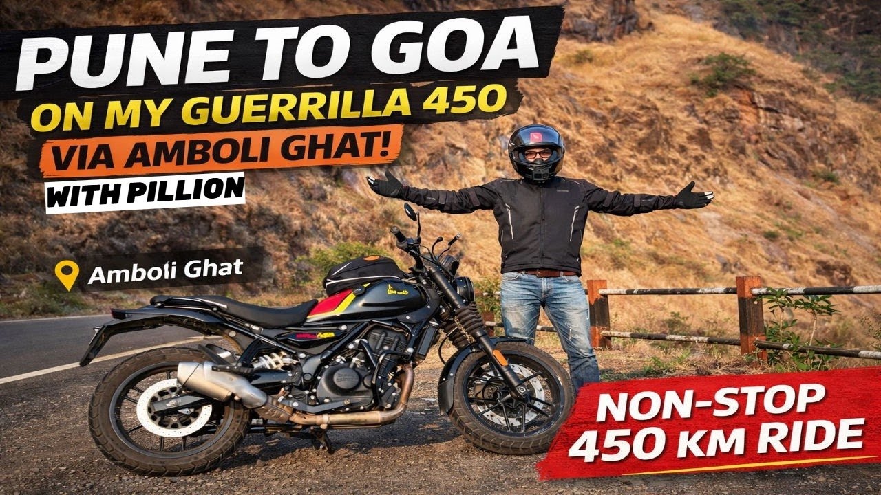 Pune to Goa with PILLION on Guerrilla 450 😱 | 450 KM NON-STOP via Amboli Ghat 🥶❄️