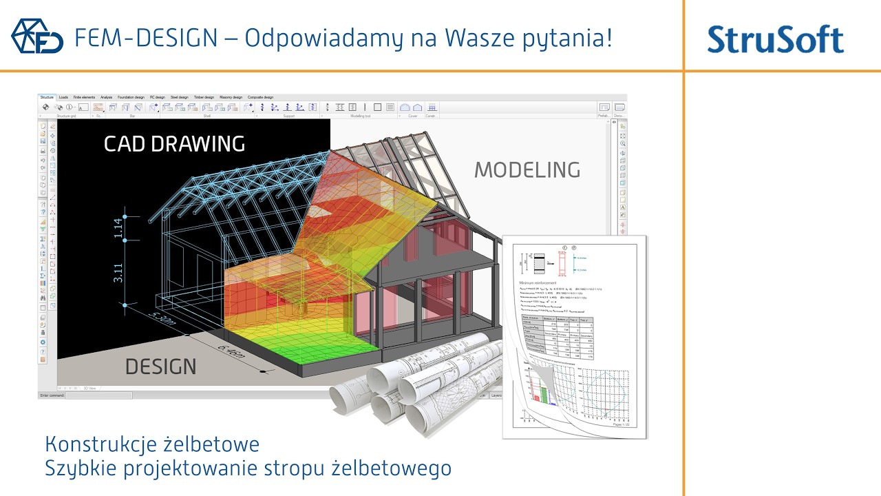 FEM-Design | Konstrukcje żelbetowe| Szybkie projektowanie stropu żelbetowego