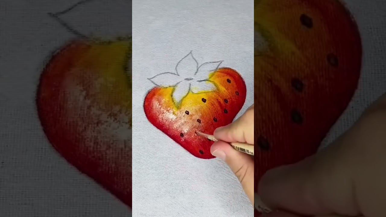 Aprenda pintar morango em 1 minuto