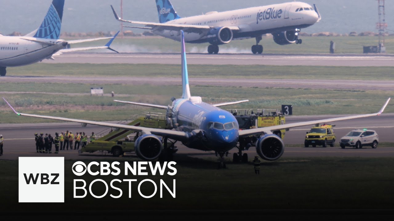 JetBlue flight rolls off runway after landing at Logan Airport in Boston