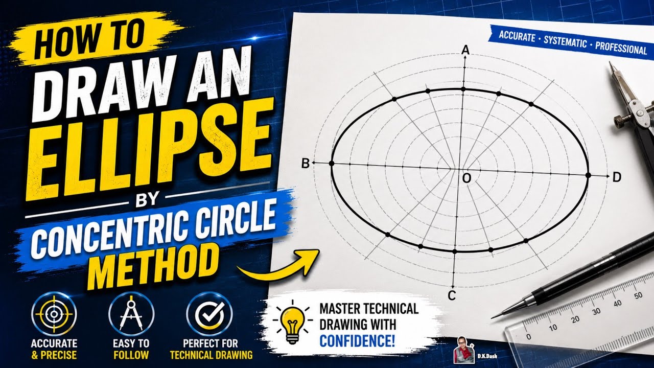 Ellipse by Concentric Circle Method // Engineering Drawing