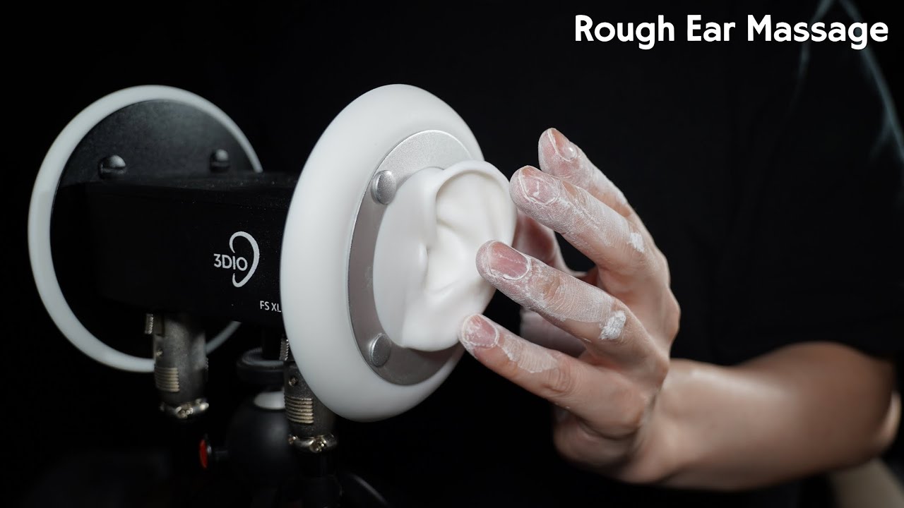 ASMR Rough Ear Massage with Powder / 3Dio (No Talking)