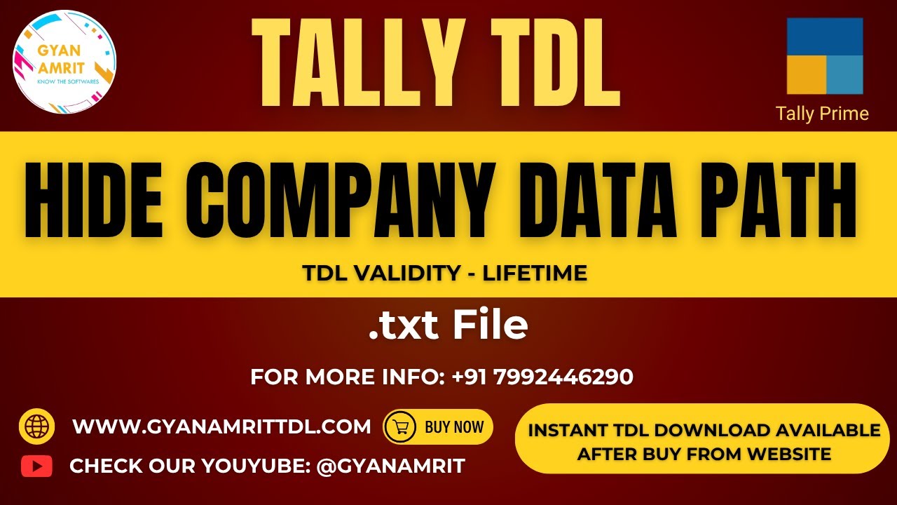 Hide Company Data Path Tally TDL in text format 