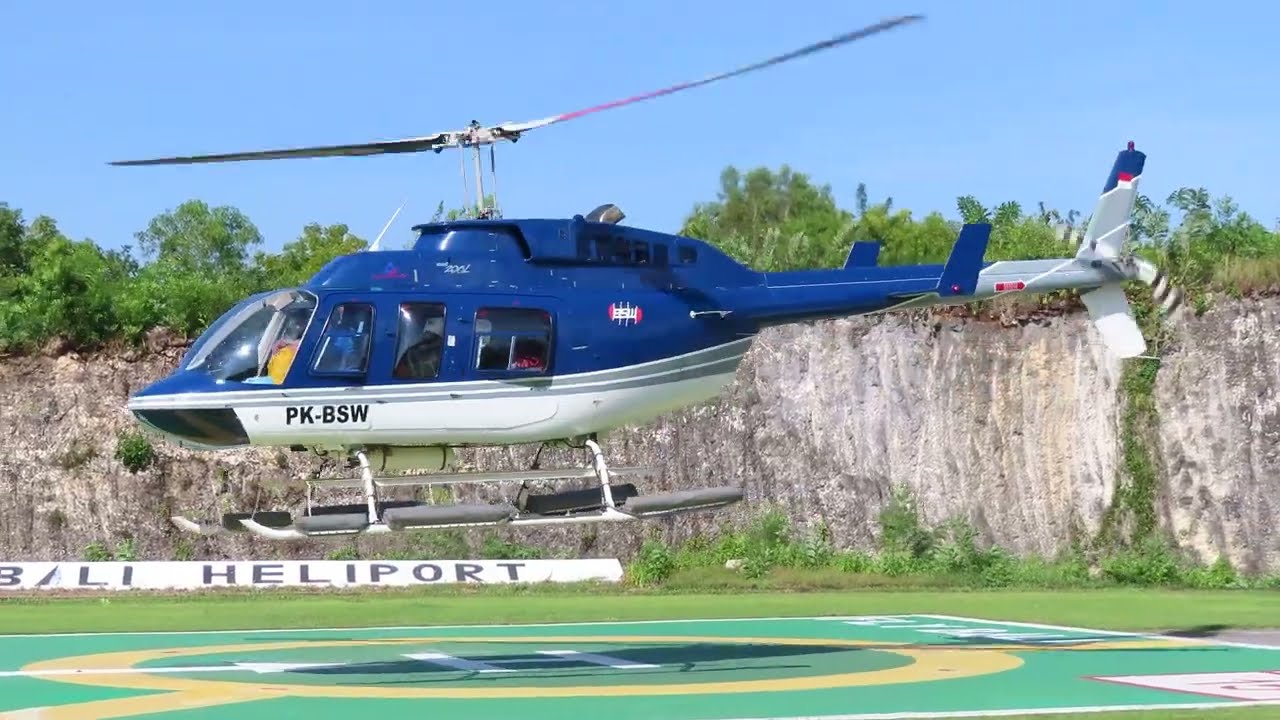 Bell 206L-4 ( PK-BSW )PIC Captain Berlia Adi Nata Take off-Landing at FlyBaliHeliport