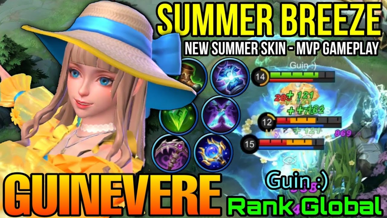 15 Kills Guinevere Summer Breeze New Skin MVP Gameplay! - Top Global Guinevere by Guin :) - MLBB