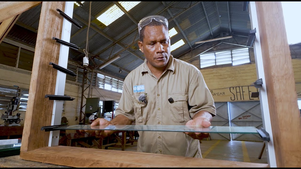 Waka Stret - Constructing window frame and installing louvre blades