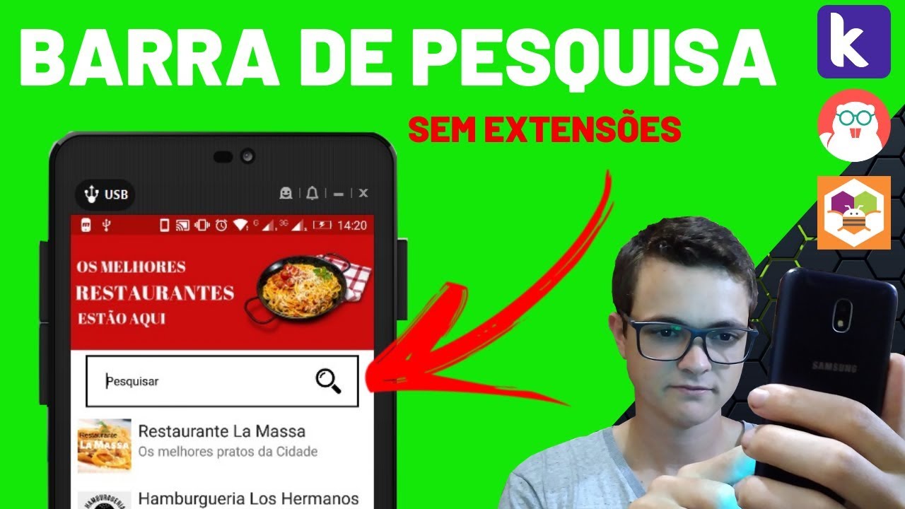 Criar App Grátis - Barra de Pesquisa no Kodular [sem extensão]